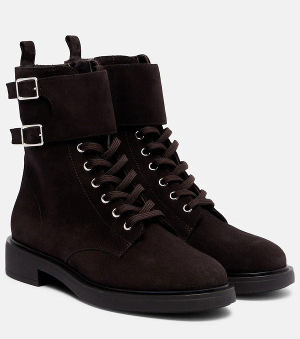  Gianvito Rossi Gianvito Rossi Shearling-lined Suede Combat Boots 