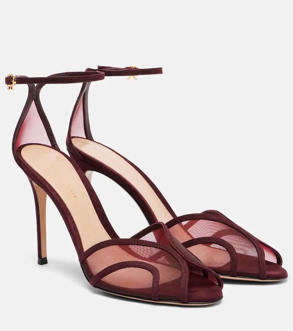  Gianvito Rossi Gianvito Rossi 95 Suede And Mesh Sandals 