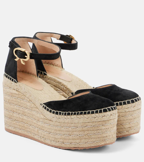  Gianvito Rossi Gianvito Rossi Suede Platform Espadrille Wedges 
