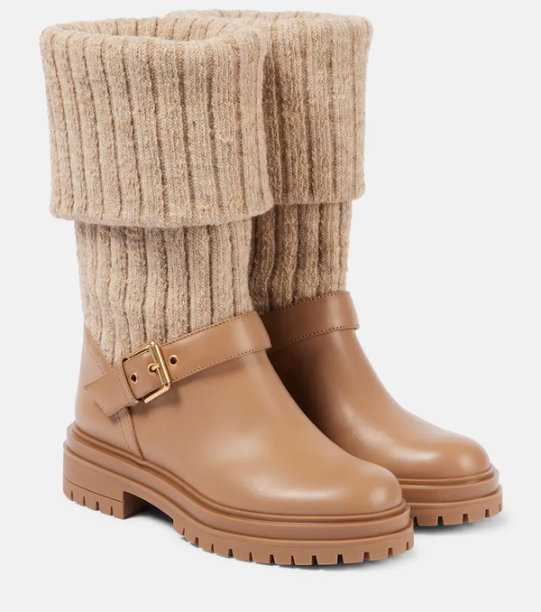  Gianvito Rossi Gianvito Rossi Thurso Leather-trimmed Sock Boots 