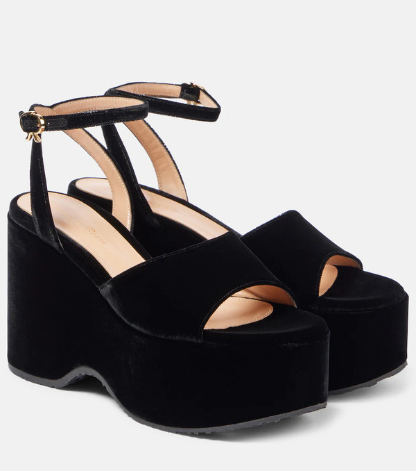  Gianvito Rossi Gianvito Rossi Velvet Wedge Sandals 