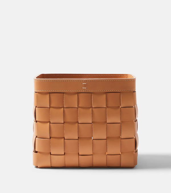  Giobagnara Giobagnara Mondina Small Woven Leather Basket 