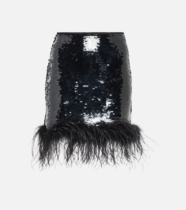  Giuseppe Di Morabito Giuseppe Di Morabito Feather-trimmed Sequined Miniskirt 