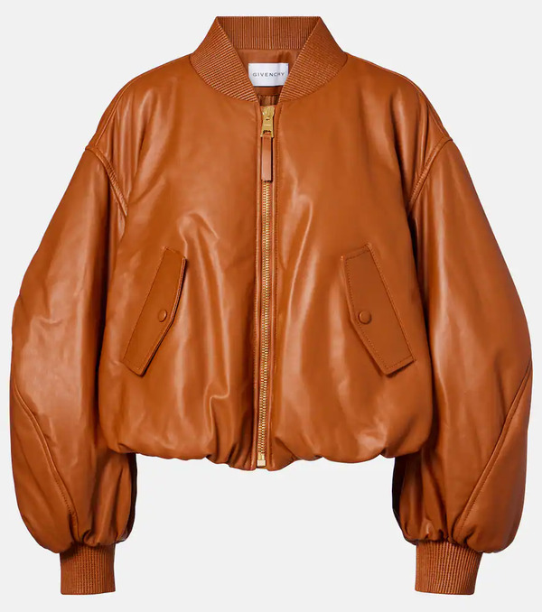  Givenchy Givenchy Cocoon Cropped Leather Bomber Jacket 
