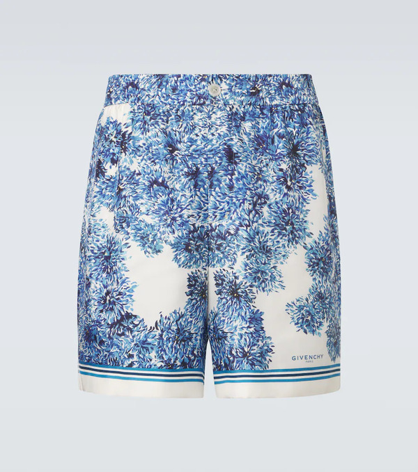  Givenchy Givenchy Couture Seam Printed Silk Twill Shorts 