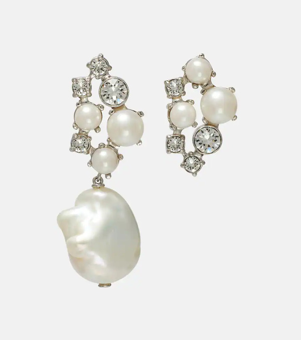  Givenchy Givenchy Crystal Pearl Asymmetric Earrings 