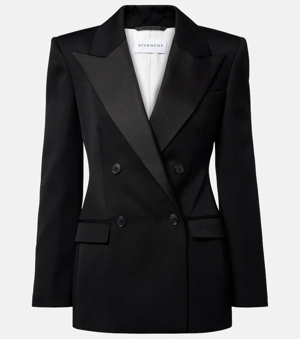  Givenchy Givenchy Double-breasted Satin-trimmed Wool Blazer 