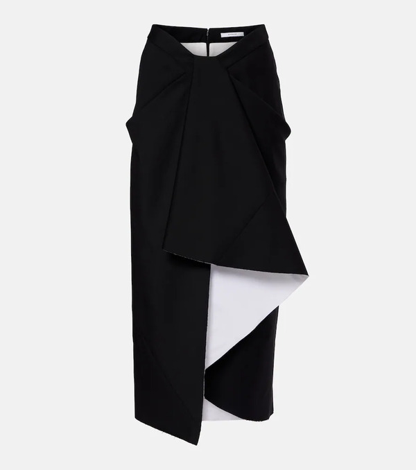  Givenchy Givenchy Draped Wool And Mohair Midi Skirt 