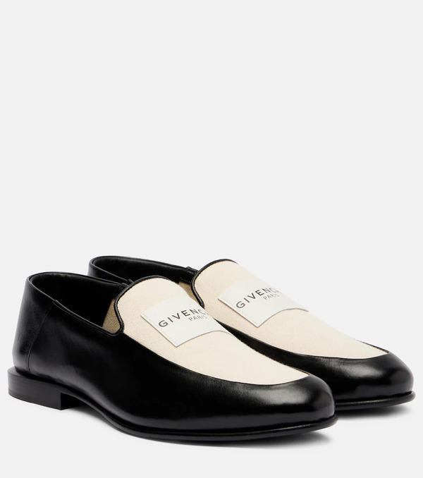  Givenchy Givenchy Label Leather And Canvas Loafers 