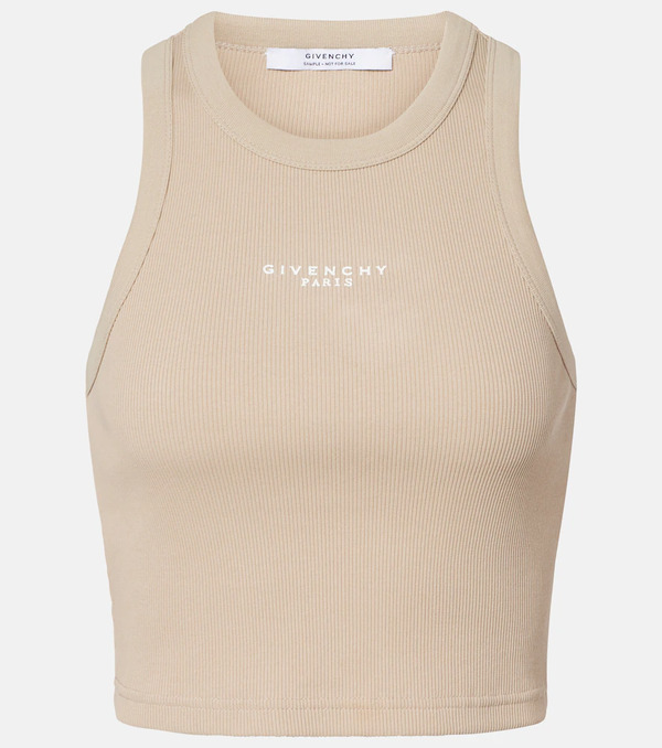  Givenchy Givenchy Logo Cropped Cotton Jersey Tank Top 