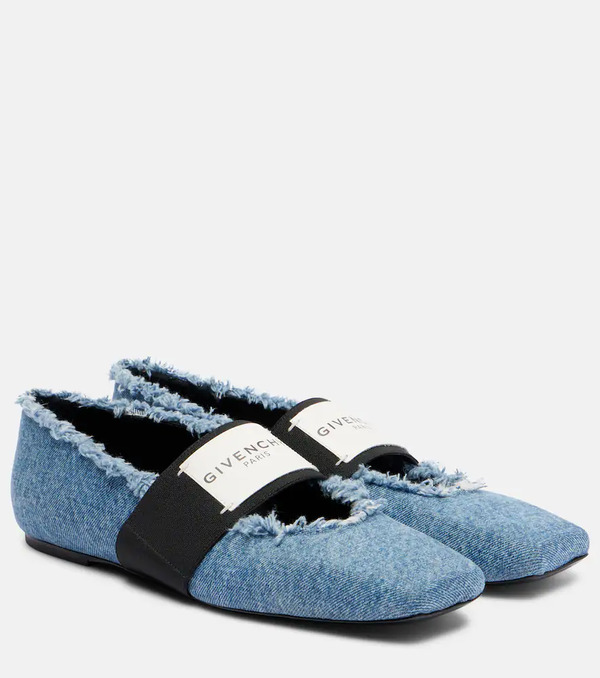  Givenchy Givenchy Sliced Square Denim Ballet Flats 