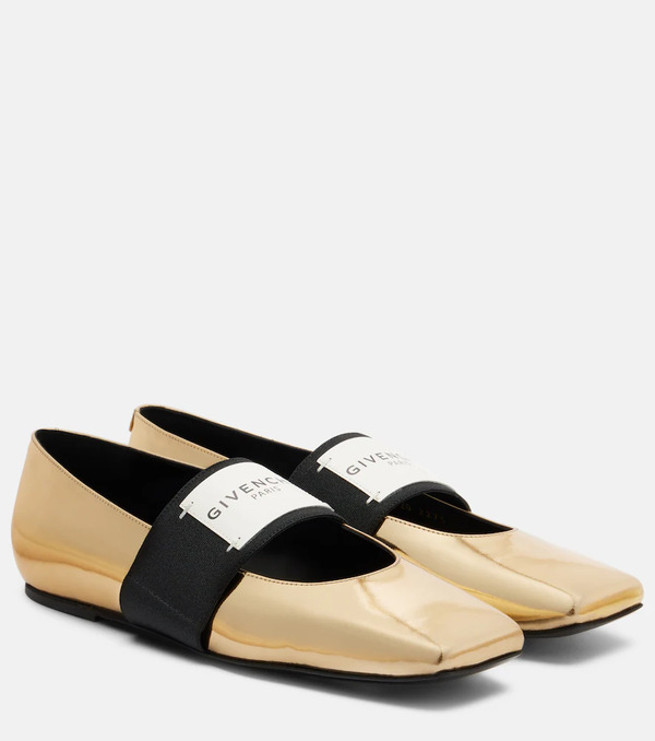  Givenchy Givenchy Sliced Square Leather Ballet Flats 