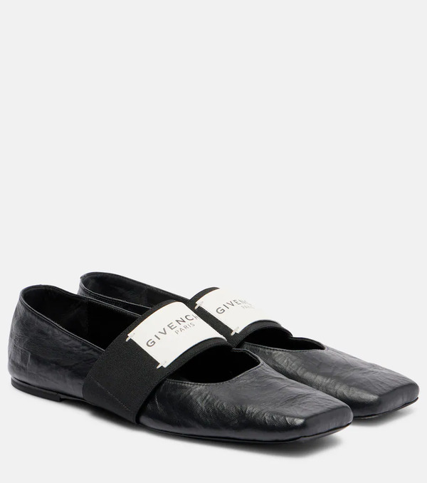  Givenchy Givenchy Sliced Square Leather Ballet Flats 