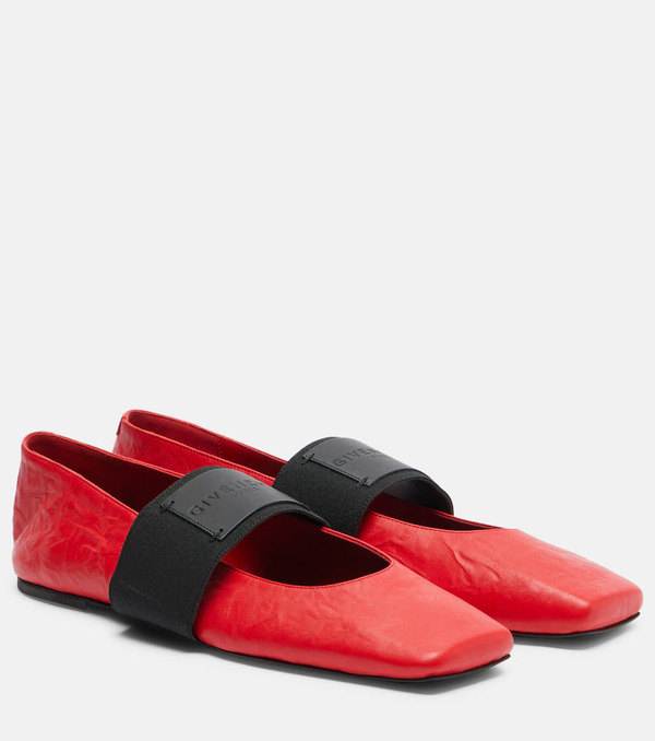  Givenchy Givenchy Sliced Square Leather Ballet Flats 