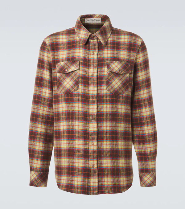  God's True Cashmere God's True Cashmere Plaid Cashmere Shirt With Sunstone 