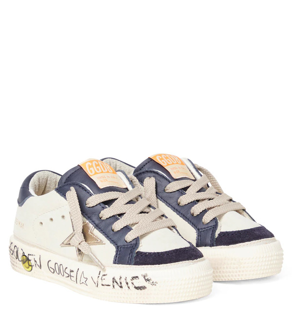  Golden Goose Kids Golden Goose Kids May Leather Platform Sneakers 