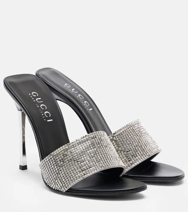  Gucci Gucci Bombshell 120 Embellished Satin Mules 