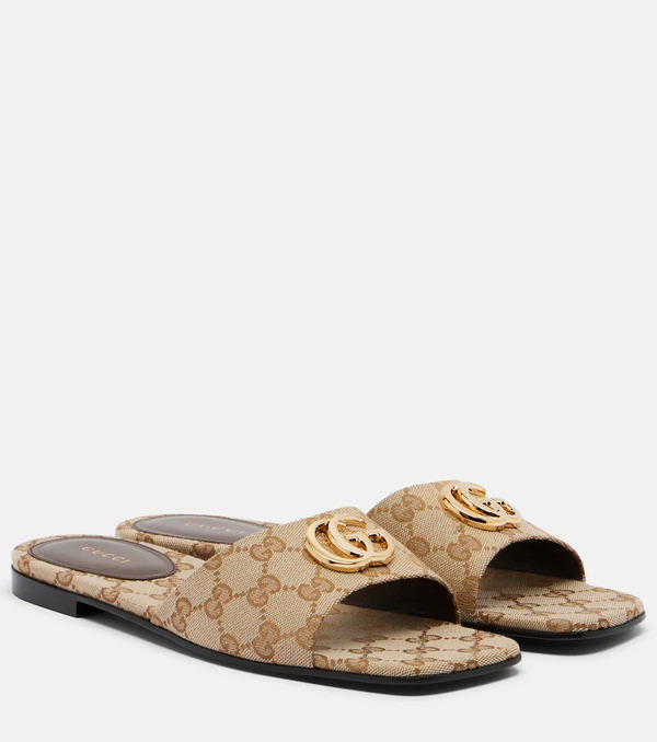  Gucci Gucci Double G Gg Canvas Slides 