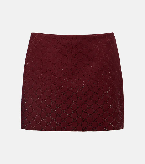  Gucci Gucci Gg Canvas Crystal-embellished Miniskirt 