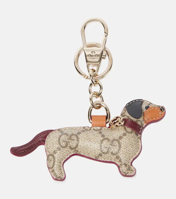  Gucci Gucci Gg Canvas Leather-trimmed Keychain 