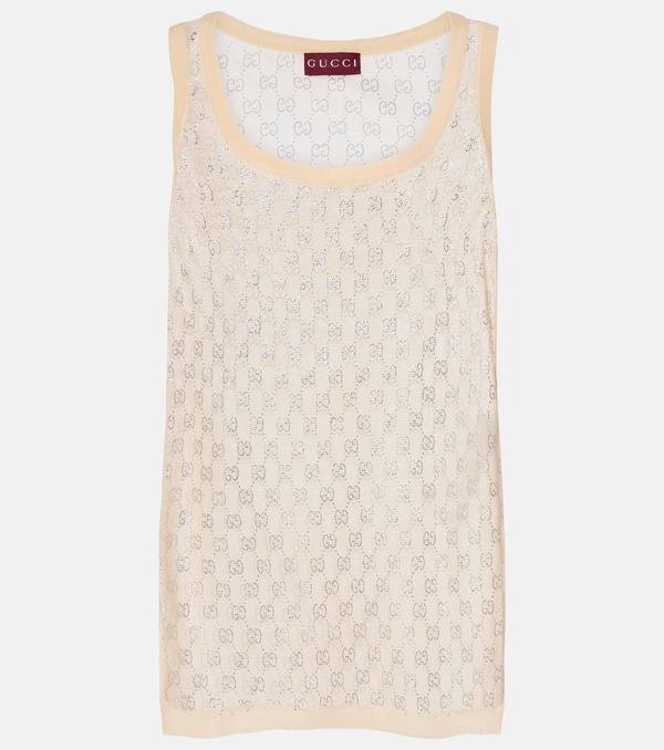 Gucci Gucci Gg Crystal Silk Tank Top 