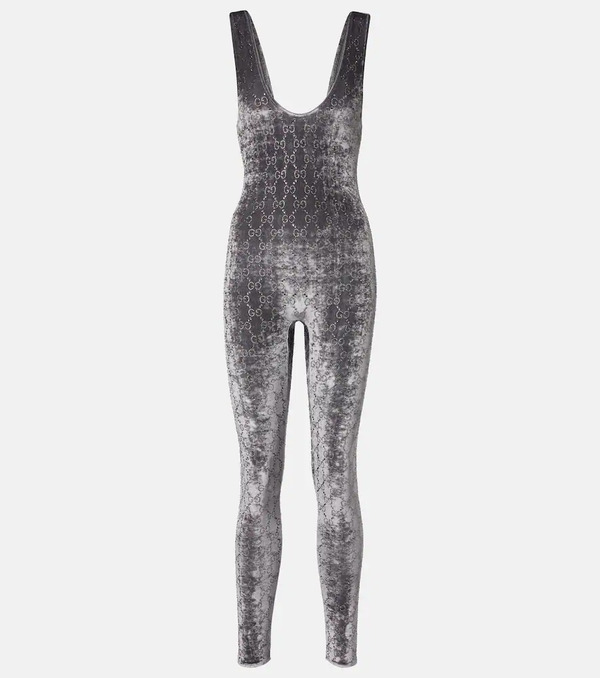  Gucci Gucci Gg Crystal Velvet Jumpsuit 