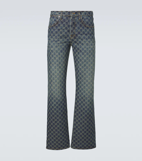  Gucci Gucci Gg Jacquard Flared Jeans 