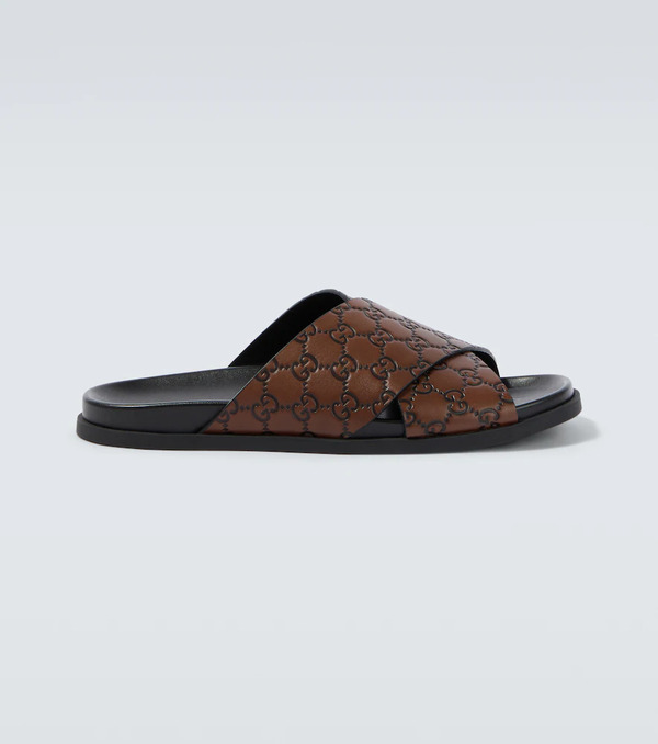  Gucci Gucci Gg Leather Slides 