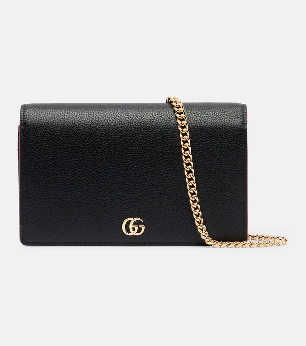  Gucci Gucci Gg Petite Marmont Leather Wallet On Chain 