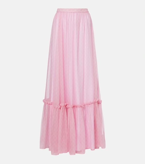  Gucci Gucci Gg Printed Silk Chiffon Maxi Skirt 