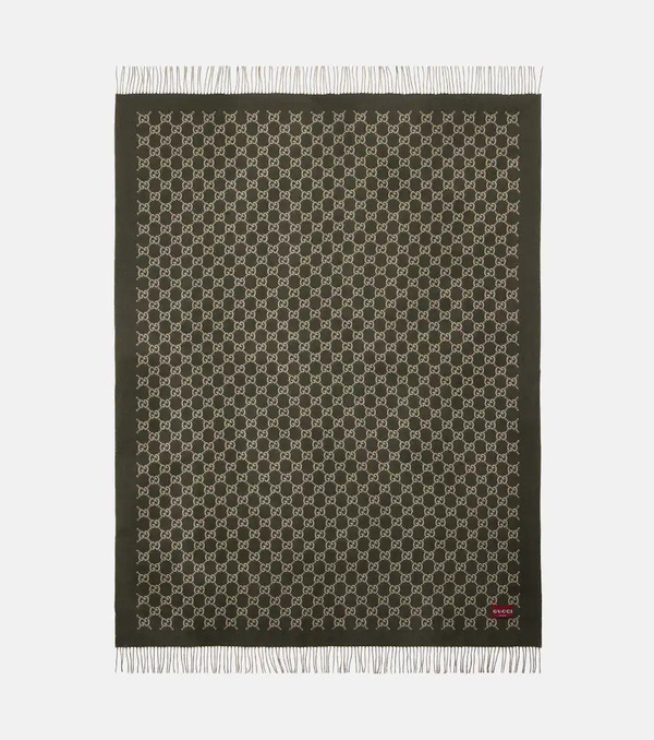  Gucci Gucci Gg Reversible Wool And Cashmere Blanket 