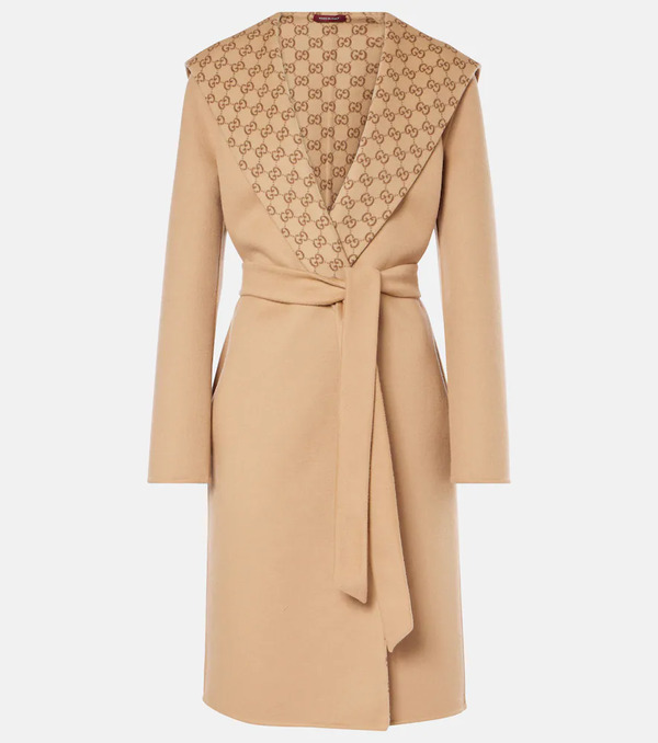 Gucci Gucci Gg Reversible Wool And Silk Coat 