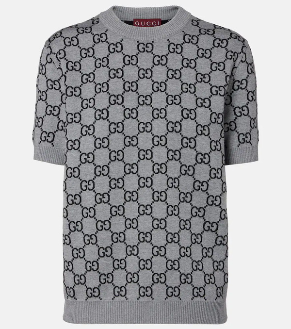  Gucci Gucci Gg Reversible Wool-blend Top 