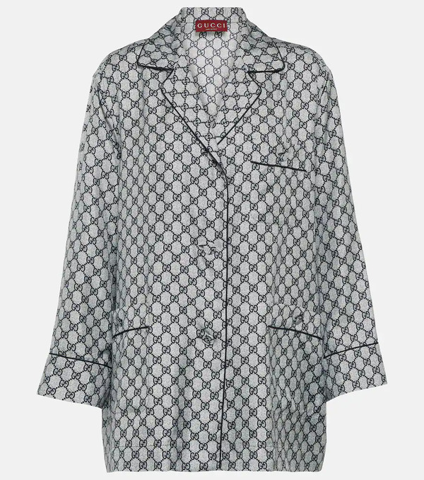  Gucci Gucci Gg Silk Twill Shirt 
