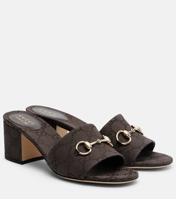  Gucci Gucci Horsebit Gg Canvas Mules 