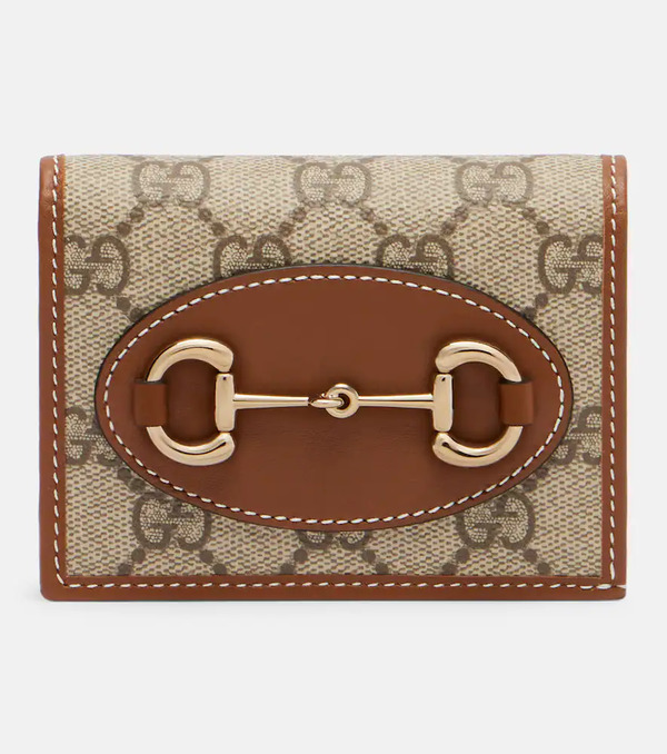  Gucci Gucci Horsebit 1955 Leather-trimmed Wallet 