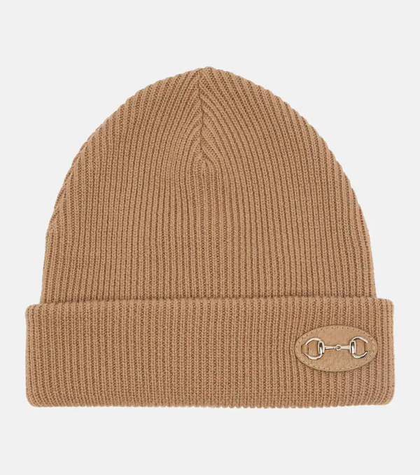  Gucci Gucci Horsebit Ribbed-knit Wool Beanie 
