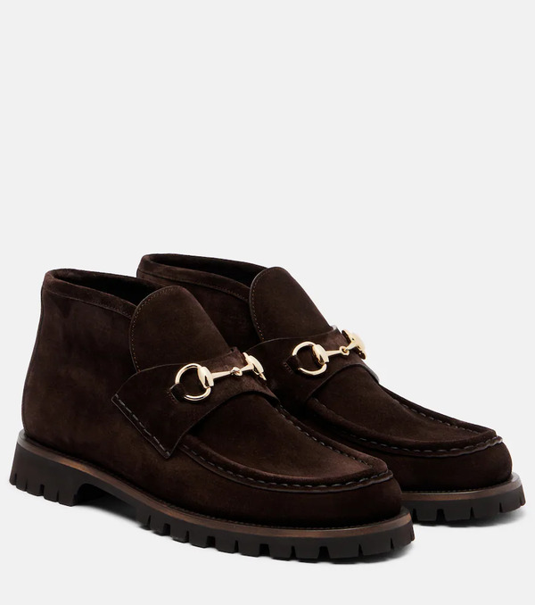  Gucci Gucci Horsebit Suede Ankle Boots 