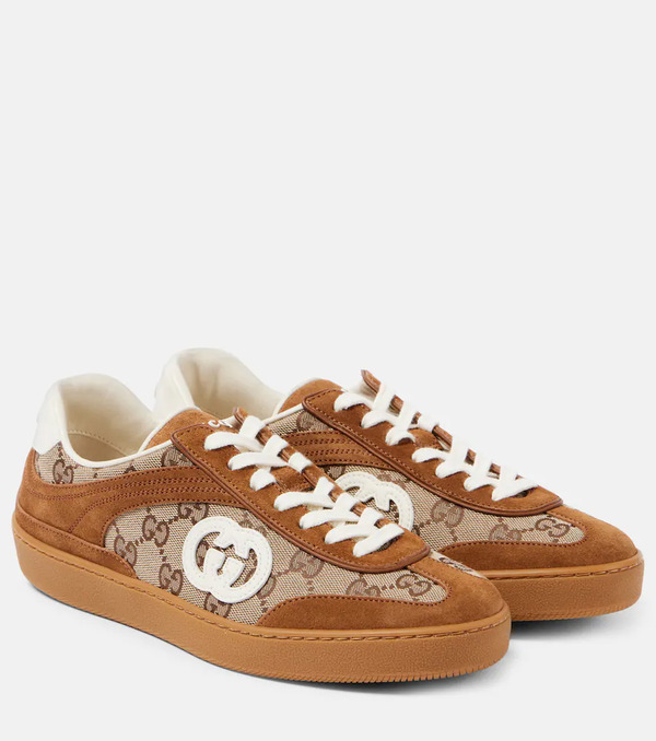  Gucci Gucci Interlocking G Gg Canvas Suede Sneakers 