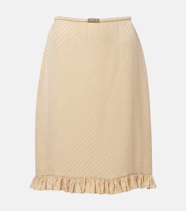  Gucci Gucci Interlocking G Silk Jacquard Midi Skirt 