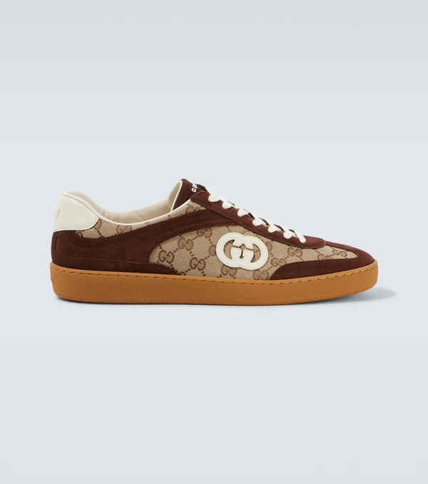  Gucci Gucci Interlocking G Suede-trimmed Sneakers 