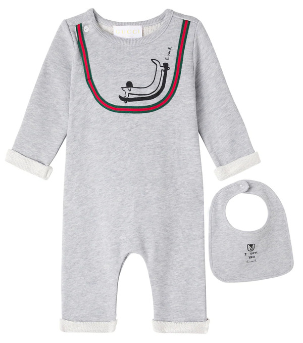  Gucci Kids Gucci Kids X Euan Roberts Baby Cotton Jersey Onesie And Bib Set 