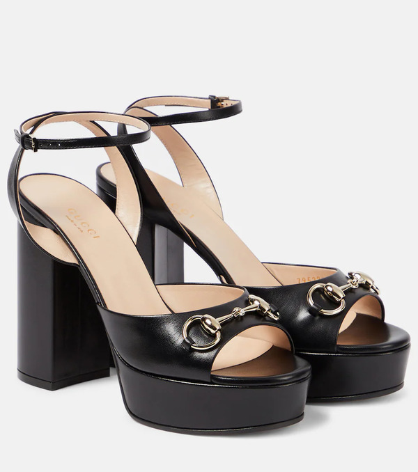  Gucci Gucci Lady Horsebit Leather Platform Sandals 