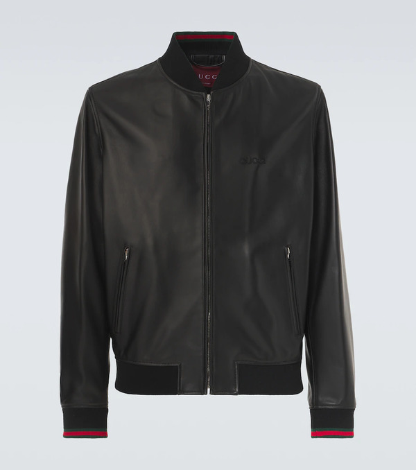  Gucci Gucci Leather Bomber Jacket 