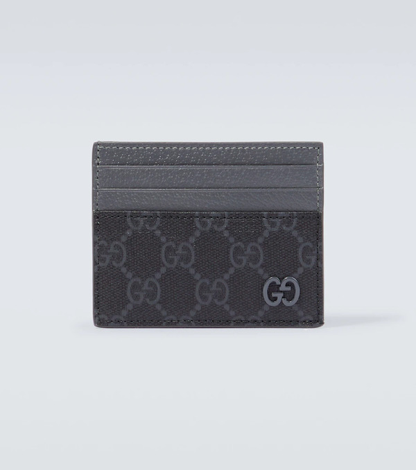  Gucci Gucci Leather-trimmed Gg Canvas Card Holder 