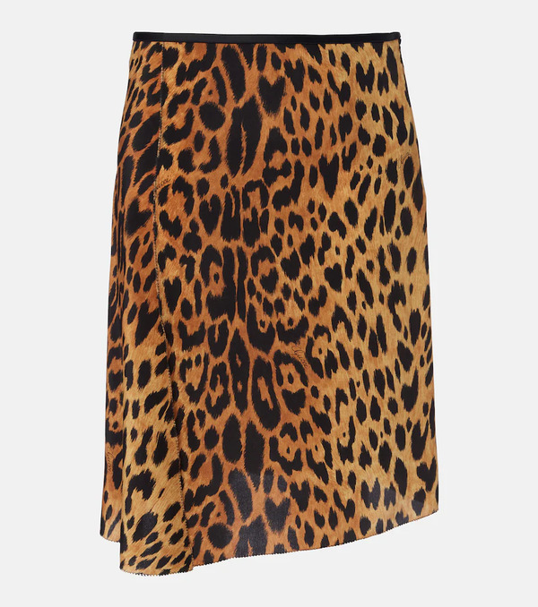  Gucci Gucci Leopard-print Silk Midi Skirt 