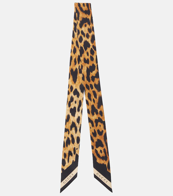  Gucci Gucci Leopard-print Silk Twill Scarf 