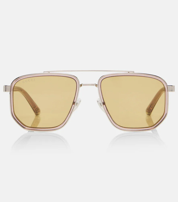  Gucci Gucci Lettering Aviator Sunglasses 