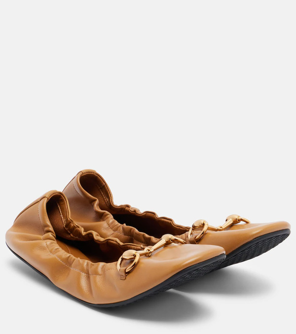  Gucci Gucci Prima Horsebit Leather Ballet Flats 