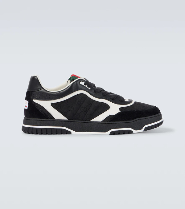  Gucci Gucci Re-web Gg Canvas Leather-trimmed Sneakers 